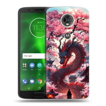 Силиконовый чехол на Motorola Moto E5 Plus с принтом Дракон Японский