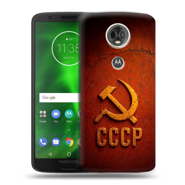 Силиконовый чехол на Motorola Moto E5 Plus с принтом Флаг Герб СССР