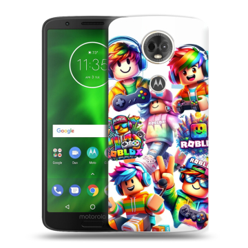 Силиконовый чехол на Motorola Moto E5 Plus с принтом Roblox Роблокс