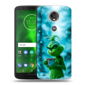 Силиконовый чехол на Motorola Moto E5 Plus с принтом Новый год гринч