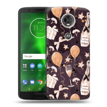 Силиконовый чехол на Motorola Moto E5 Plus с принтом Новый год
