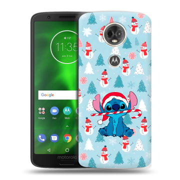 Силиконовый чехол на Motorola Moto E5 Plus с принтом Стич Новый год