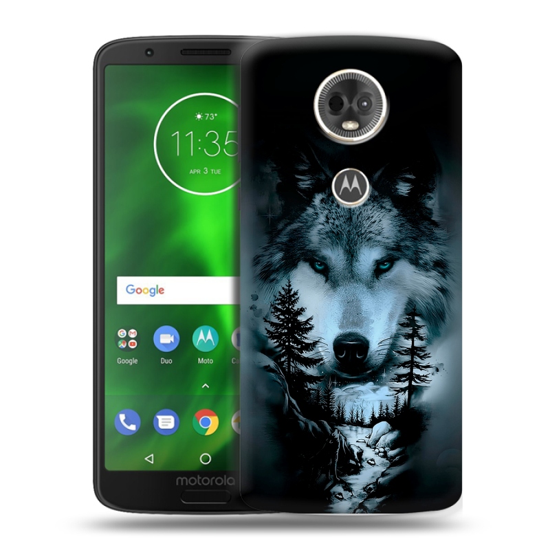 Силиконовый чехол на Motorola Moto E5 Plus с принтом Лесной волк Силиконовый чехол на Motorola Moto E5 Plus с принтом Лесной волк
