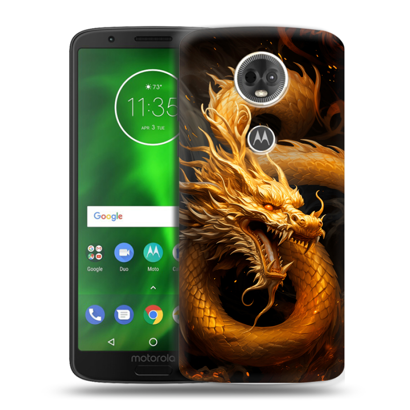 Силиконовый чехол на Motorola Moto E5 Plus с принтом Золотой дракон Силиконовый чехол на Motorola Moto E5 Plus с принтом Золотой дракон