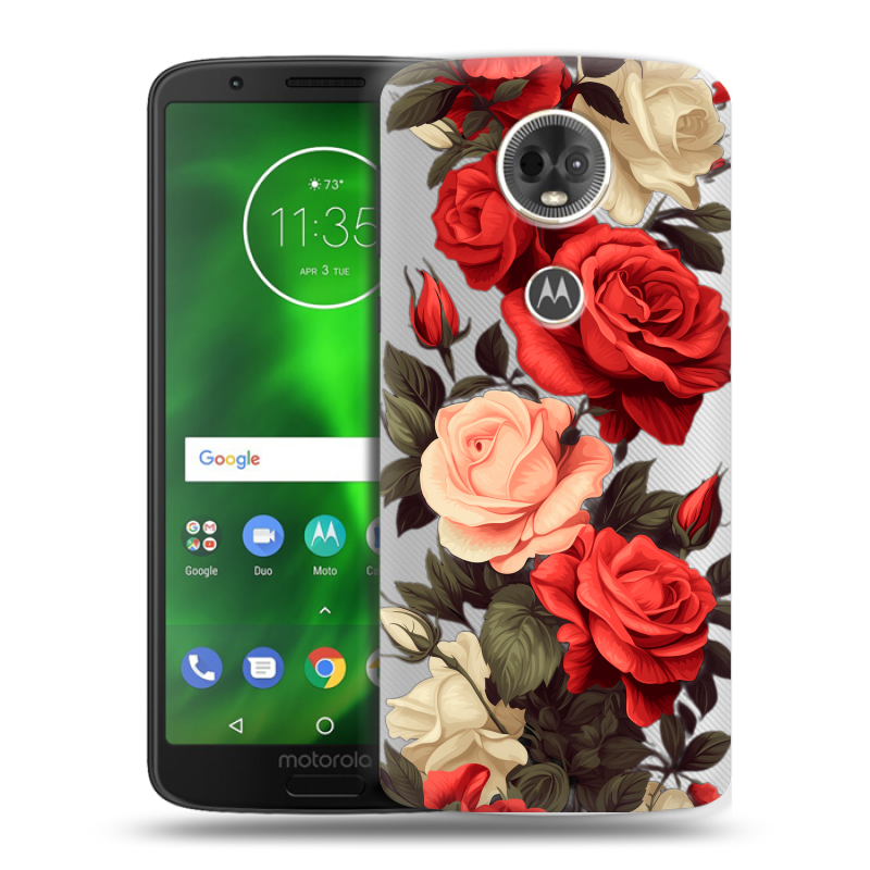 Силиконовый чехол на Motorola Moto E5 Plus с принтом Розы Силиконовый чехол на Motorola Moto E5 Plus с принтом Розы