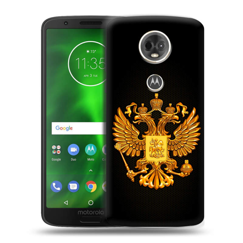 Силиконовый чехол на Motorola Moto E5 Plus с принтом Герб России желтый Силиконовый чехол на Motorola Moto E5 Plus с принтом Герб России желтый
