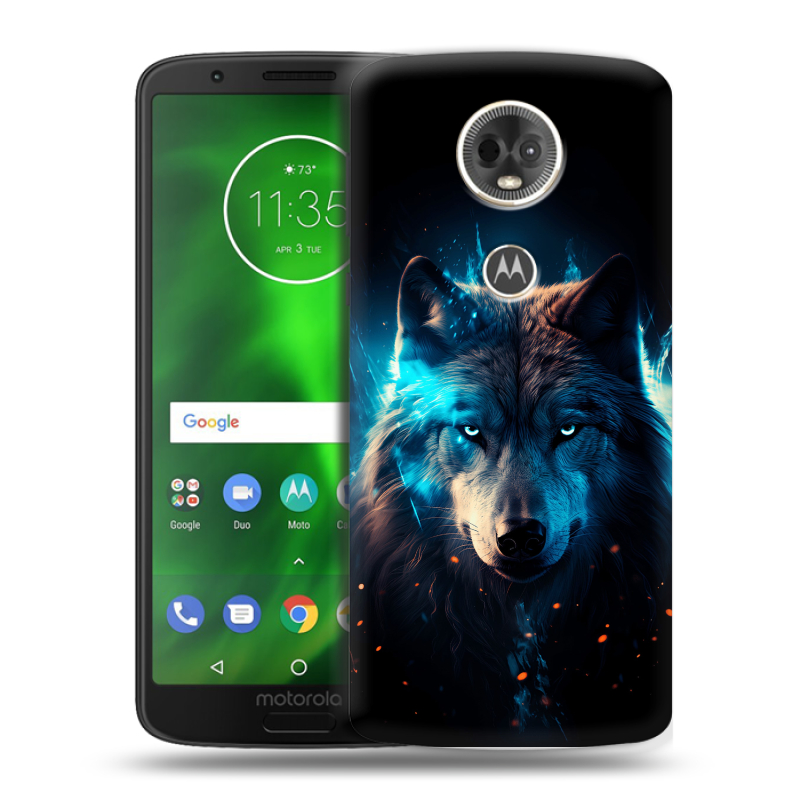 Силиконовый чехол на Motorola Moto E5 Plus с принтом Волк ночной Силиконовый чехол на Motorola Moto E5 Plus с принтом Волк ночной