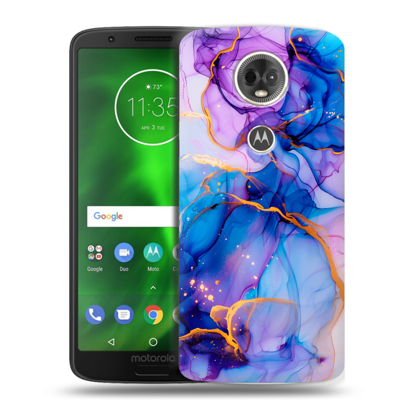 Силиконовый чехол на Motorola Moto E5 Plus с принтом синий мрамор Силиконовый чехол на Motorola Moto E5 Plus с принтом синий мрамор
