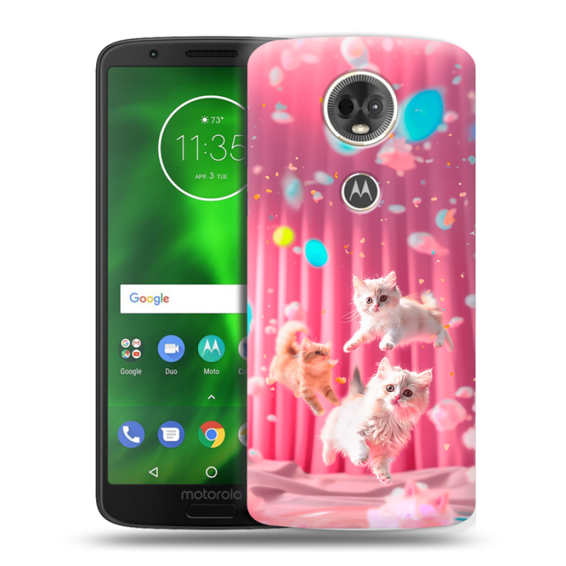 Силиконовый чехол на Motorola Moto E5 Plus с принтом милые котики Силиконовый чехол на Motorola Moto E5 Plus с принтом милые котики