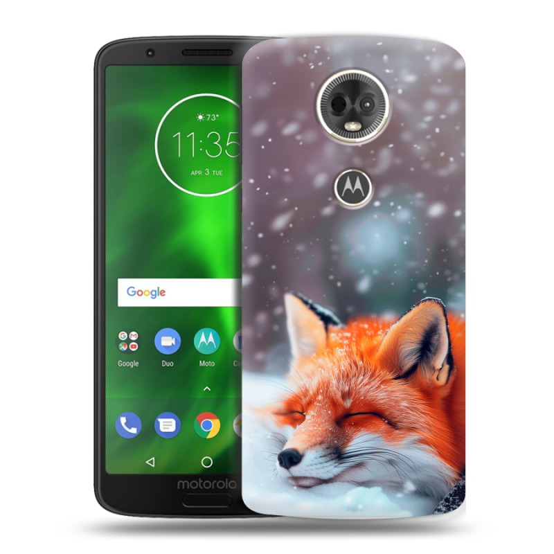 Силиконовый чехол на Motorola Moto E5 Plus с принтом лиса Силиконовый чехол на Motorola Moto E5 Plus с принтом лиса