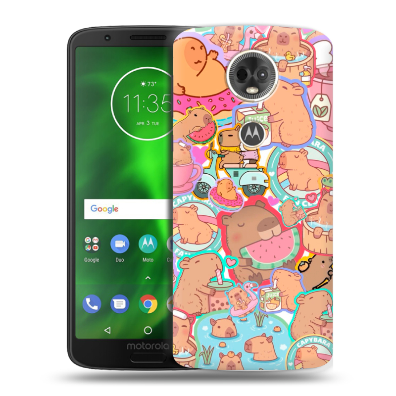 Силиконовый чехол на Motorola Moto E5 Plus с принтом капибары Силиконовый чехол на Motorola Moto E5 Plus с принтом капибары