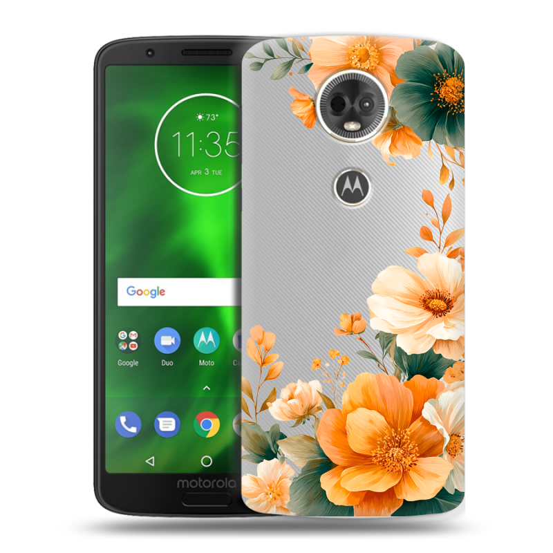 Силиконовый чехол на Motorola Moto E5 Plus с принтом Цветы принт Силиконовый чехол на Motorola Moto E5 Plus с принтом Цветы принт