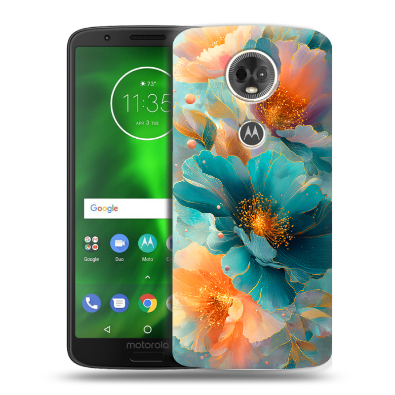 Силиконовый чехол на Motorola Moto E5 Plus с принтом Цветы Силиконовый чехол на Motorola Moto E5 Plus с принтом Цветы