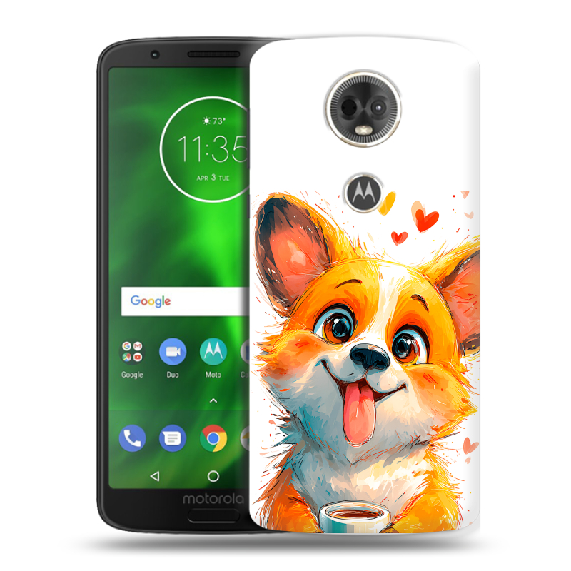 Силиконовый чехол на Motorola Moto E5 Plus с принтом корги Силиконовый чехол на Motorola Moto E5 Plus с принтом корги