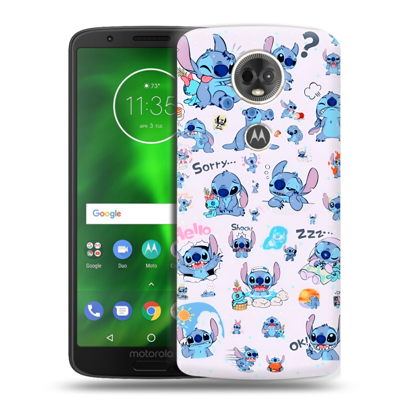 Силиконовый чехол на Motorola Moto E5 Plus с принтом Лило и Стич Силиконовый чехол на Motorola Moto E5 Plus с принтом Лило и Стич