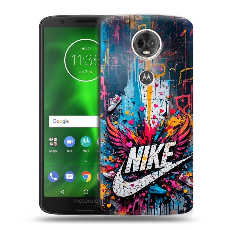 Силиконовый чехол на Motorola Moto E5 Plus с принтом Nike Найк Силиконовый чехол на Motorola Moto E5 Plus с принтом Nike Найк