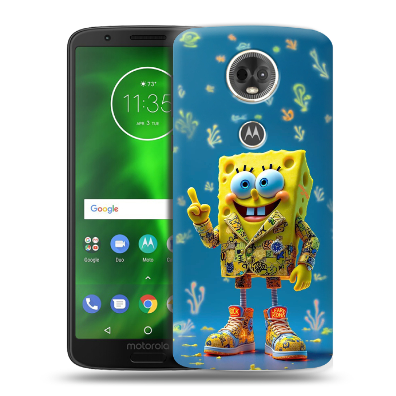 Силиконовый чехол на Motorola Moto E5 Plus с принтом Спанч боб Спанчбоб Силиконовый чехол на Motorola Moto E5 Plus с принтом Спанч боб Спанчбоб