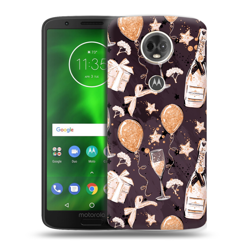 Силиконовый чехол на Motorola Moto E5 Plus с принтом Новый год Силиконовый чехол на Motorola Moto E5 Plus с принтом Новый год
