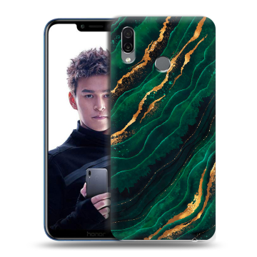 Силиконовый чехол на Huawei Honor Play с принтом Мрамор зеленое золото Силиконовый чехол на Huawei Honor Play с принтом Мрамор зеленое золото