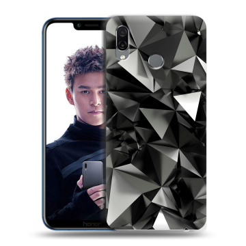 Силиконовый чехол на Huawei Honor Play с принтом Черные кристаллы Силиконовый чехол на Huawei Honor Play с принтом Черные кристаллы