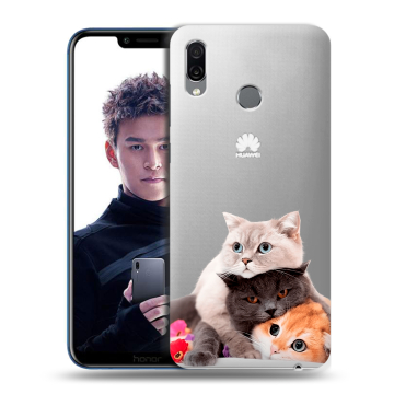 Силиконовый чехол на Huawei Honor Play с принтом Кошки Силиконовый чехол на Huawei Honor Play с принтом Кошки