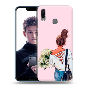 Силиконовый чехол на Huawei Honor Play с принтом Девушка и букет Силиконовый чехол на Huawei Honor Play с принтом Девушка и букет