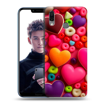 Силиконовый чехол на Huawei Honor Play с принтом Сердечки Силиконовый чехол на Huawei Honor Play с принтом Сердечки