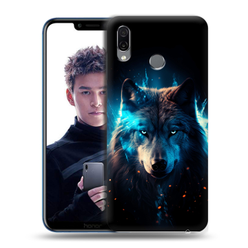 Силиконовый чехол на Huawei Honor Play с принтом Волк ночной