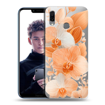 Силиконовый чехол на Huawei Honor Play с принтом Бежевые цветы Силиконовый чехол на Huawei Honor Play с принтом Бежевые цветы