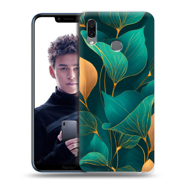 Силиконовый чехол на Huawei Honor Play с принтом Листья и золото Силиконовый чехол на Huawei Honor Play с принтом Листья и золото