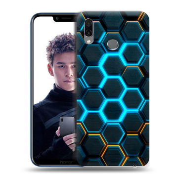 Силиконовый чехол на Huawei Honor Play с принтом Неоновые соты Силиконовый чехол на Huawei Honor Play с принтом Неоновые соты