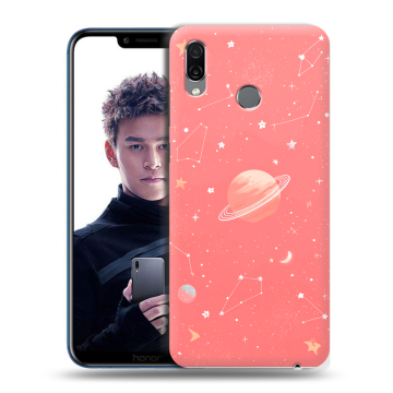 Силиконовый чехол на Huawei Honor Play с принтом Розовый космос Силиконовый чехол на Huawei Honor Play с принтом Розовый космос