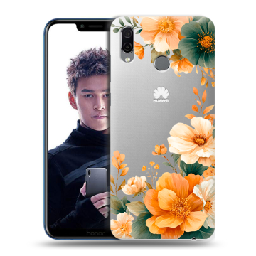 Силиконовый чехол на Huawei Honor Play с принтом Цветы принт Силиконовый чехол на Huawei Honor Play с принтом Цветы принт