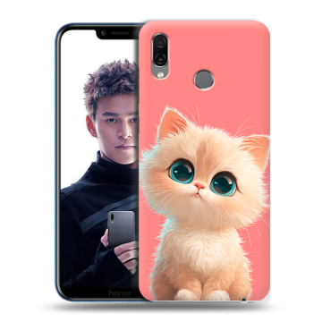 Силиконовый чехол на Huawei Honor Play с принтом Розовый котенок Силиконовый чехол на Huawei Honor Play с принтом Розовый котенок