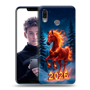 Силиконовый чехол на Huawei Honor Play с принтом Новый год коня Силиконовый чехол на Huawei Honor Play с принтом Новый год коня