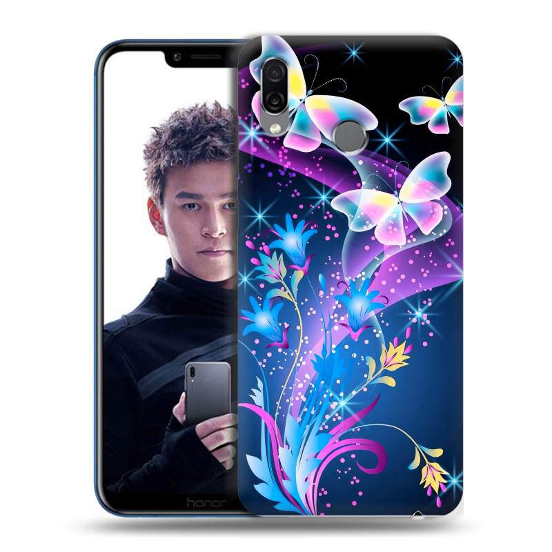 Силиконовый чехол на Huawei Honor Play с принтом Бабочки Силиконовый чехол на Huawei Honor Play с принтом Бабочки