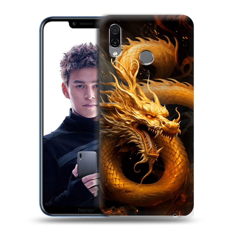 Силиконовый чехол на Huawei Honor Play с принтом Золотой дракон Силиконовый чехол на Huawei Honor Play с принтом Золотой дракон