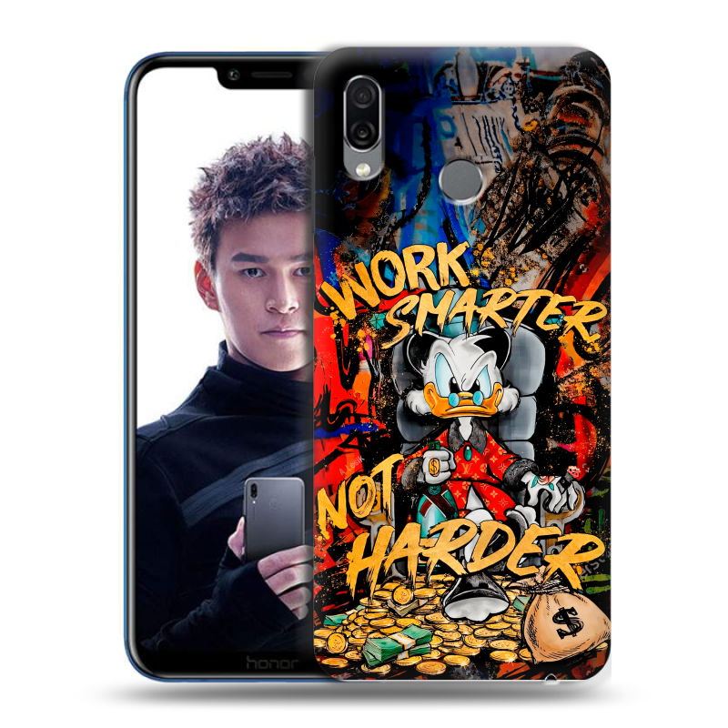 Силиконовый чехол на Huawei Honor Play с принтом Дональд Дак Деньги Силиконовый чехол на Huawei Honor Play с принтом Дональд Дак Деньги