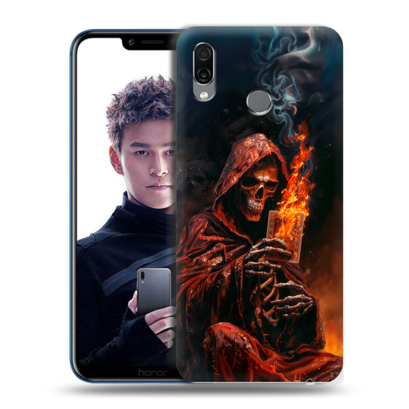 Силиконовый чехол на Huawei Honor Play с принтом Скелет и карты Силиконовый чехол на Huawei Honor Play с принтом Скелет и карты