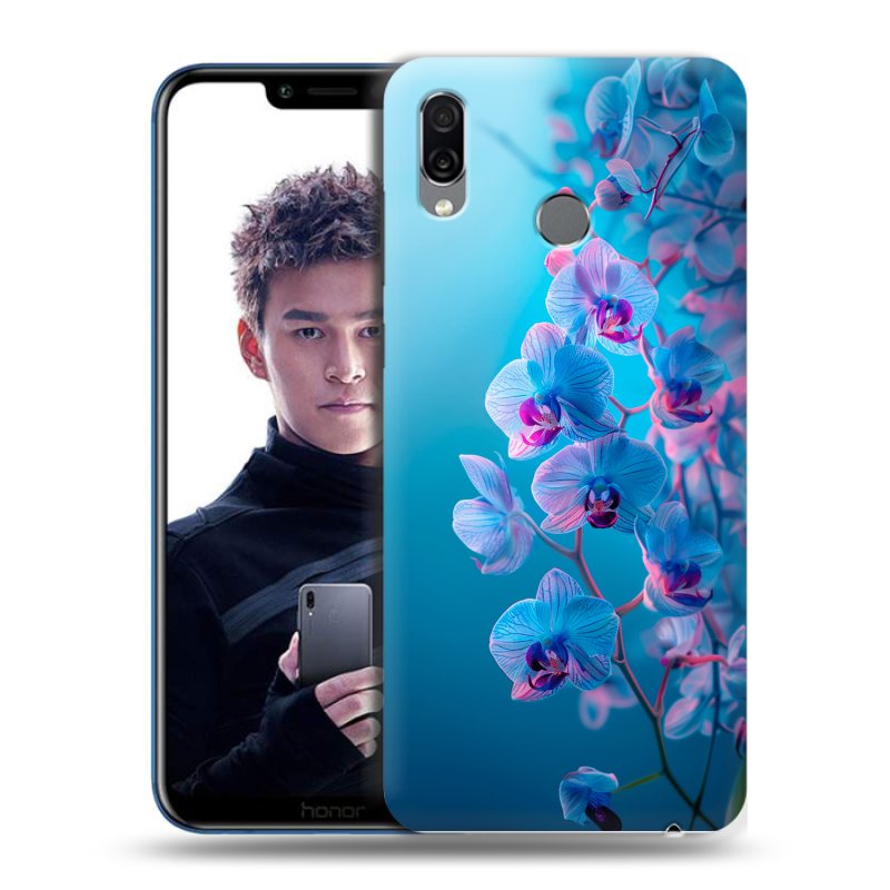 Силиконовый чехол на Huawei Honor Play с принтом голубые орхидеи Силиконовый чехол на Huawei Honor Play с принтом голубые орхидеи