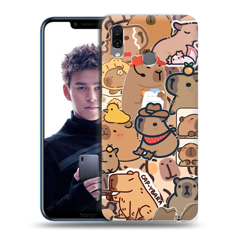 Силиконовый чехол на Huawei Honor Play с принтом капибара Силиконовый чехол на Huawei Honor Play с принтом капибара