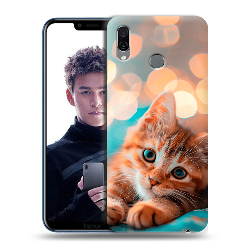 Силиконовый чехол на Huawei Honor Play с принтом котик Силиконовый чехол на Huawei Honor Play с принтом котик