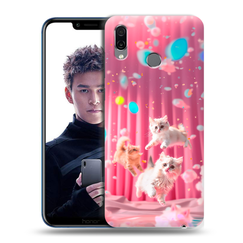 Силиконовый чехол на Huawei Honor Play с принтом милые котики Силиконовый чехол на Huawei Honor Play с принтом милые котики