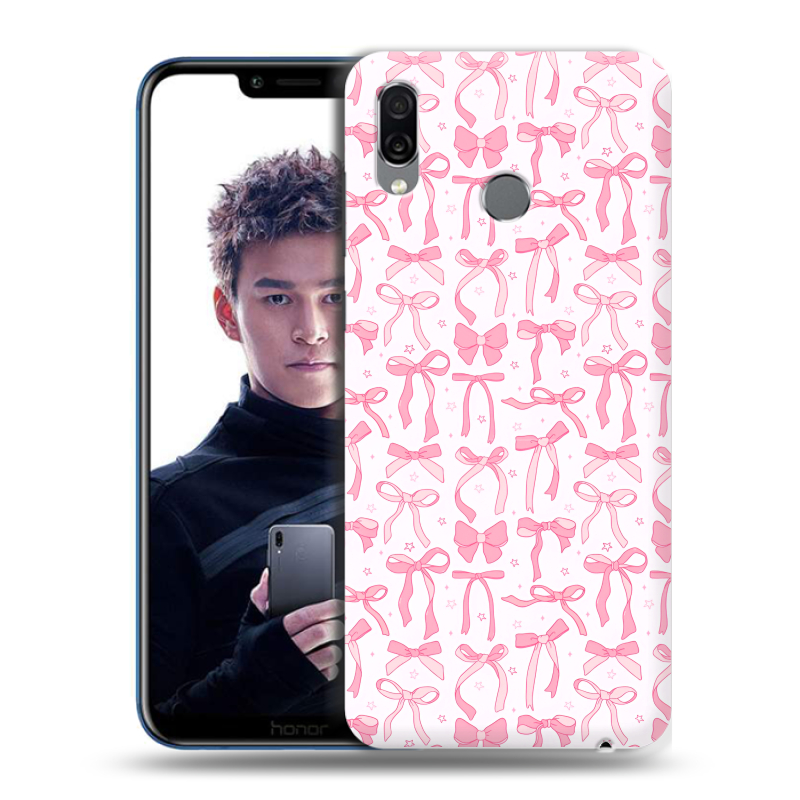Силиконовый чехол на Huawei Honor Play с принтом Розовые бантики Силиконовый чехол на Huawei Honor Play с принтом Розовые бантики