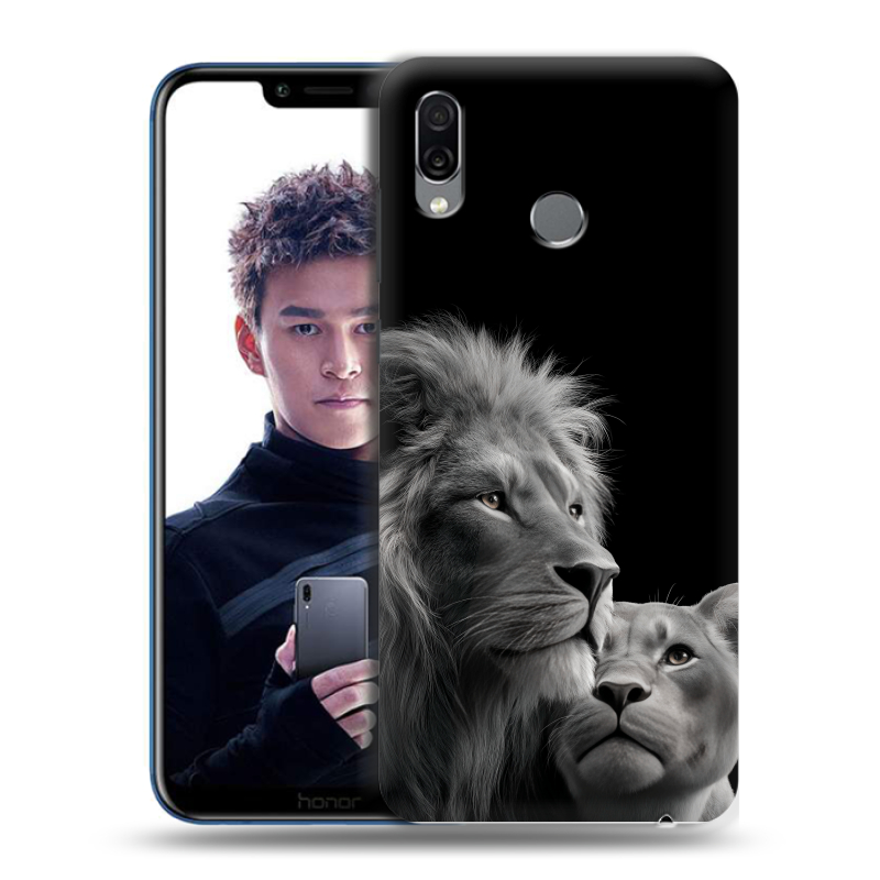Силиконовый чехол на Huawei Honor Play с принтом Лев кошки Силиконовый чехол на Huawei Honor Play с принтом Лев кошки