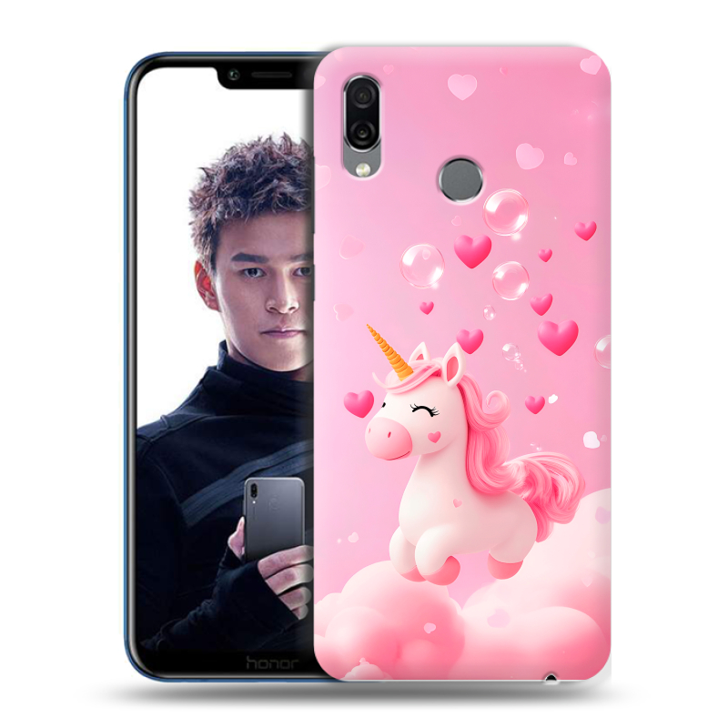 Силиконовый чехол на Huawei Honor Play с принтом Единорог Силиконовый чехол на Huawei Honor Play с принтом Единорог