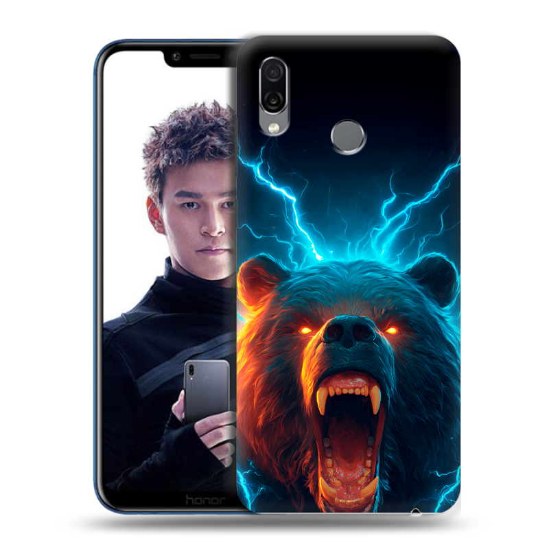Силиконовый чехол на Huawei Honor Play с принтом Медведь Силиконовый чехол на Huawei Honor Play с принтом Медведь