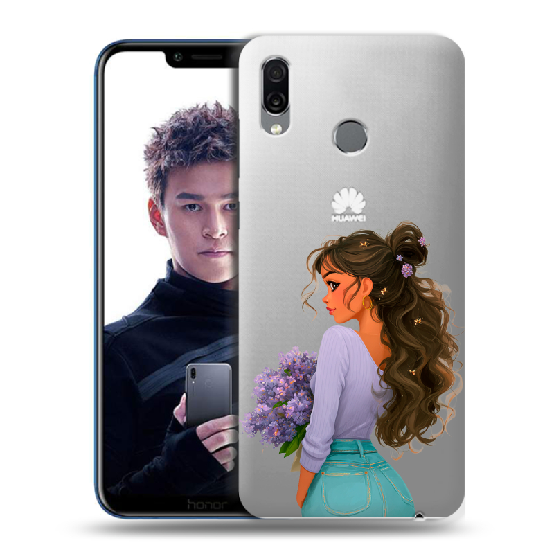 Силиконовый чехол на Huawei Honor Play с принтом девушка цветы Силиконовый чехол на Huawei Honor Play с принтом девушка цветы