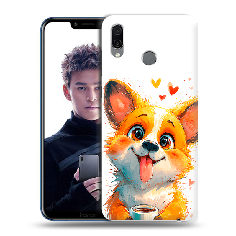 Силиконовый чехол на Huawei Honor Play с принтом корги Силиконовый чехол на Huawei Honor Play с принтом корги