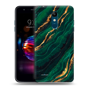 Силиконовый чехол на LG K11 Plus с принтом Мрамор зеленое золото